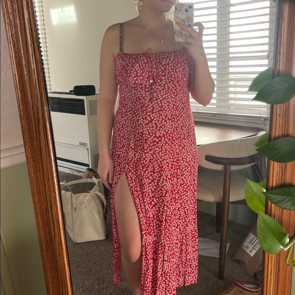 Showpo Red and White Floral Dress